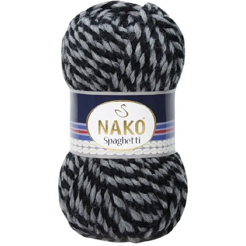 Pletací příze Nako Spaghetti 21365 - černošedá - DOPRODEJ
