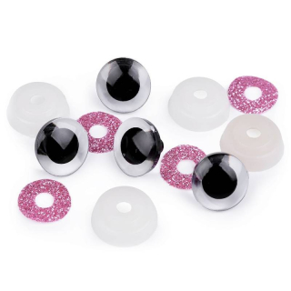 Bezpečnostní oči glitrové Ø20 mm růžová - 1 pár