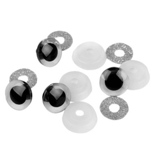 Bezpečnostní oči glitrové Ø25 mm stříbrná - 1 pár
